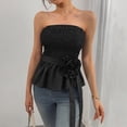 thumbnail image 3 of DuoJiaJ Women's Strapless Tank Top Summer Casual Sleeveless Blouse Beach Vacation Pure Color Basic T Shirt For Women With Jeans Women Vest Black L, 3 of 5
