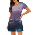 thumbnail image 1 of Balery lighthouse Waves Torrential Rain Camisón de manga corta con cuello redondo para mujer, cómodo y elegante., 1 of 6