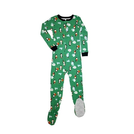 Carter's Boys' Winter Penguin Igloo Print Green Footed Pajama Sleeper, Size 5T