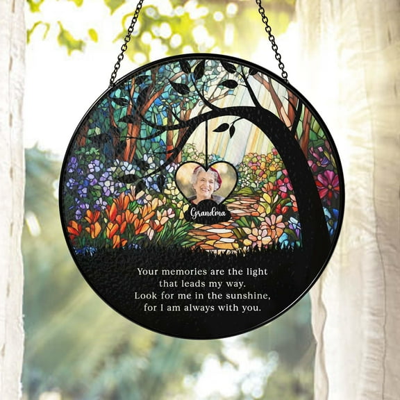 Personalized Memorial Suncatcher Stained-Glass-Style Acrylic Window Hanging Bereavement Keepsake Loss of Loved One, Family Sympathy Gift