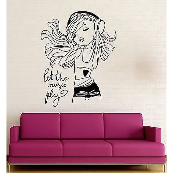 Teen Girl Headphones Room Decoration Wall Stickers