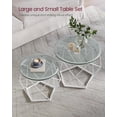 thumbnail image 5 of VASAGLE Round Coffee Tables for Living Room, Set of 2 Side Tables, Different Sized, Modern Style, Removable Tabletop, Steel Frame, Transparent and Cloud White, 5 of 5