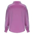 thumbnail image 6 of JWZUY Women's Button Down Shirts Casual Long Sleeve Cotton Blouse Basic Loose Fit Lantern Sleeve Work Formal Tunic Top Purple XXXL, 6 of 7