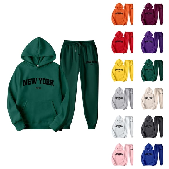 New York Sweat Suits for Womens 2 Piece 2026 Fashion Hoodie and Joggers Sweatpants Matching Set
