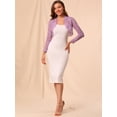 thumbnail image 3 of Cárdigan Cortas De Manga Larga Floral Allegra K Transparente Para Mujer Morado claro L, 3 of 6