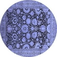 thumbnail image 1 of Ahgly Company Machine Washable Indoor Round Oriental Blue Industrial Area Rugs, 3' Round, 1 of 4