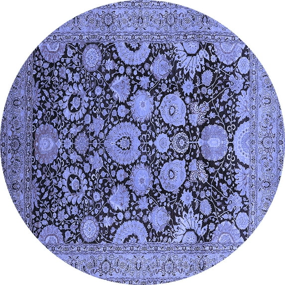 Ahgly Company Indoor Round Oriental Blue Industrial Area Rugs, 8' Round