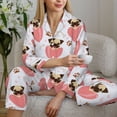 thumbnail image 6 of Pajama Sets for Women 2 Pcs, cartoon Dog heart Button Down Long Sleeve Sleepwear Lounge PJ Sets, 6 of 6