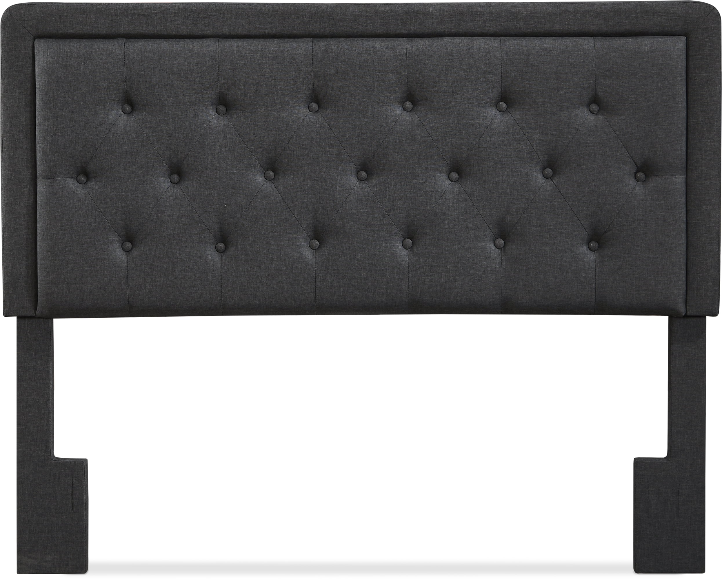 Elle Decor Amery Diamond Stitched Tufted Headboard Queen Size, Charcoal Grey