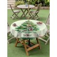 thumbnail image 3 of Outdoor Tablecloth with Umbrella Hole and Zipper, Christmas Trees Round Table Cloth 54 Inch Waterproof Tablecloth, Winter Pine Fruit Xmas Watercolor Berry Green Picnic Table Cover for Patio Camping, 3 of 7