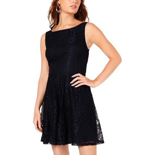 City Studio - City Studio Womens Juniors Lace Tie Back Mini Dress ...