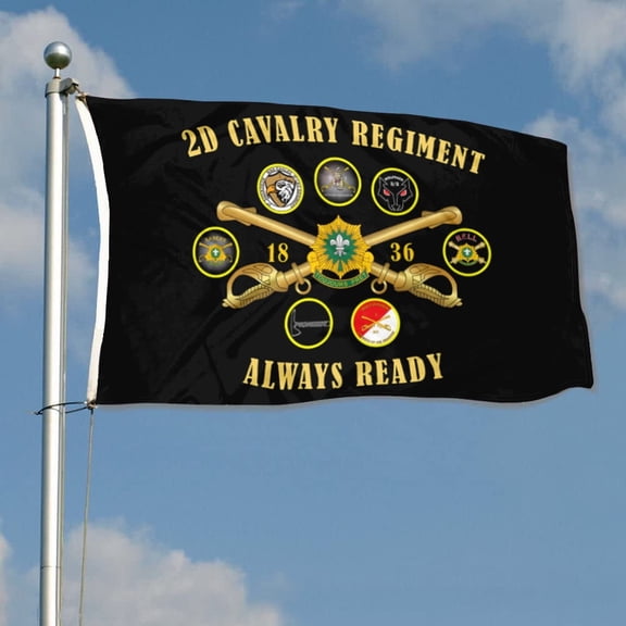 2D Cavalry Regiment US Army Military Flag 3x5Feet Outdoor Indoor Decoration Flag Double Stitched Polyester with Brass Grommets