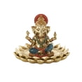 thumbnail image 6 of 10" x 7" Gold Resin Ganesh Sculpture with Lotus Plate and Colorful Dresswear, by DecMode, 6 of 9