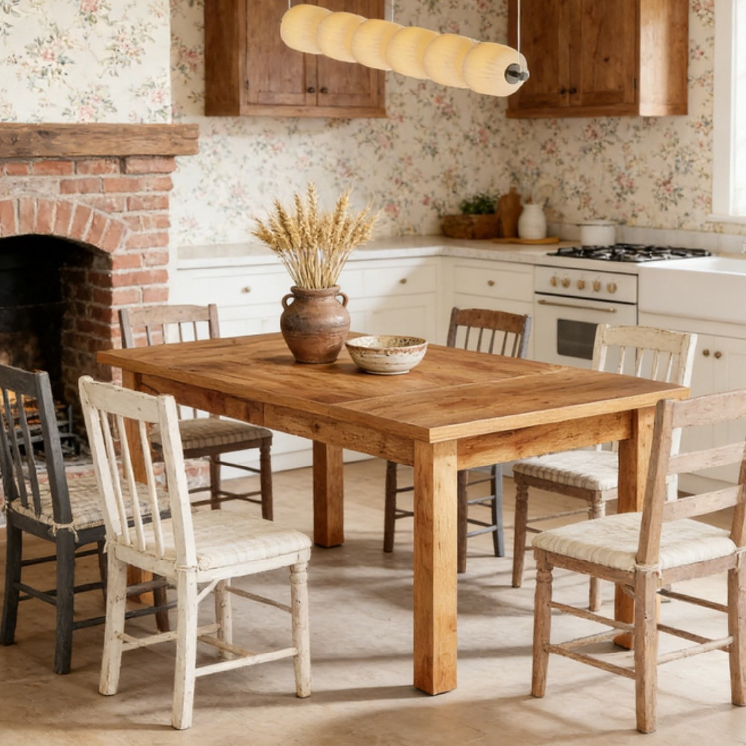 Dining Table, Walnut Finish, Seats 6-8, 70.87 in W x 35.43 in D x 29.92 in H