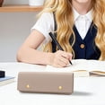 thumbnail image 5 of 1Pcs Pink Faux Leather Pencil Case, 7.87"×2.75" Magnetic Snap Stationery Pouch, Minimalist Pen & Small Tool Organizer for Office & Daily Use, 5 of 9
