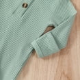 thumbnail image 5 of Okbabeha Newborn Baby Girl Boy Fall Onesie Knit Ribbed Long Sleeve Romper Jumpsuit Button Jumpsuit Onepiece Winter Outfit, 5 of 7