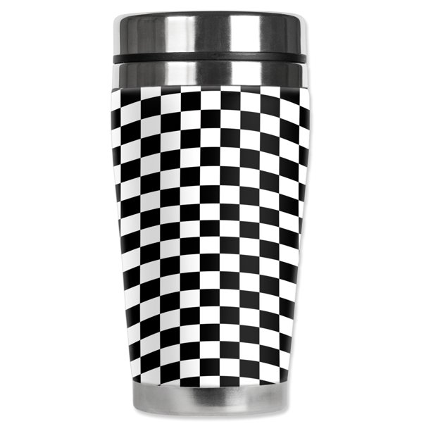 Mugzie Brand 20 Ounce Max Stainless Steel Travel Mug With Insulated Wetsuit Cover Checkered Flag Walmart Com Walmart Com