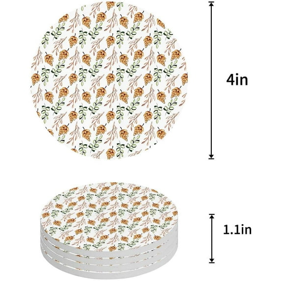 FMSHPON Merry Christmas Set of 6 Round Coaster for Drinks, Absorbent Ceramic Stone Coasters Cup Mat with Cork Base for Home Kitchen Room Coffee Table Bar Decor