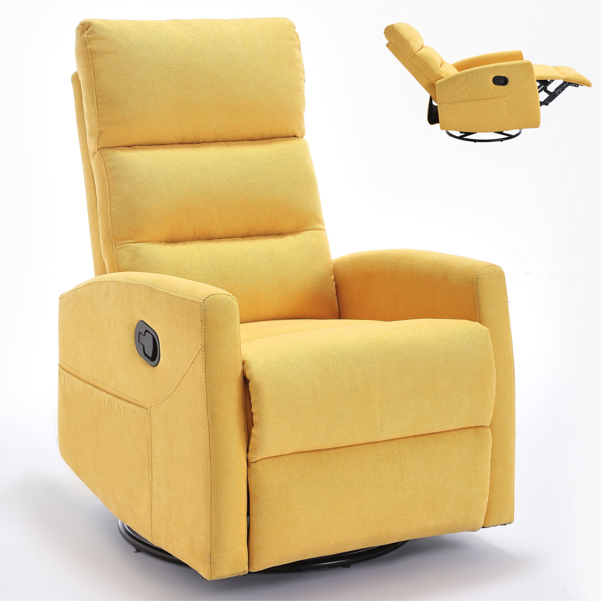 Manual Recliner Chair for Living Room,Swivel Recliner Chair with Footrest,Yellow