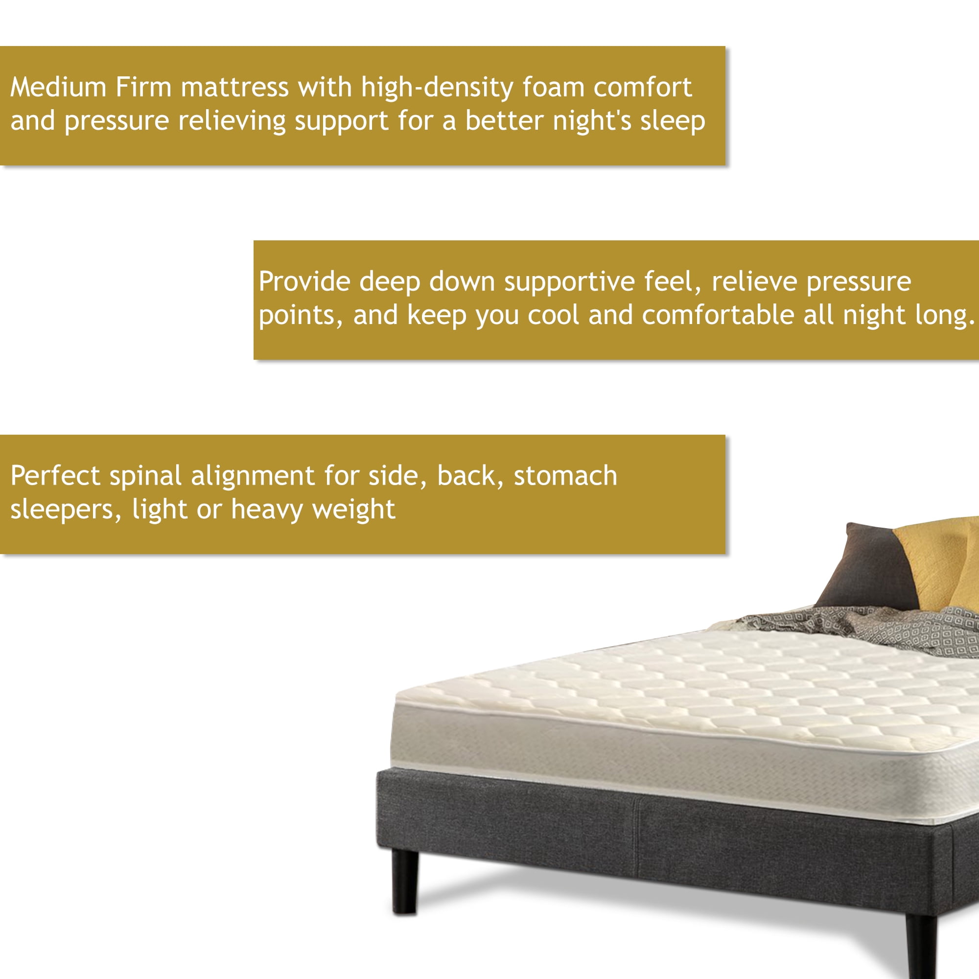 Continental Sleep, 7" Medium Firm High Density Foam Mattress, Good for Kids & Adult, Twin XL.