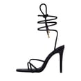 thumbnail image 2 of Zapatos de mujer Moda Color sólido Minimalista Sexy Romam Estilo Puttee Cordones Sandalias de tacones finos Wmkox8yii hfjk2362, 2 of 6