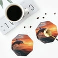 thumbnail image 4 of Rateoe Sunset Dancing Dolphin B Drawing Drink Coasters Set of 4 Leather Coasters Spill Protection for Table Desk,Durable and Non Slip Leather Coaster ,4 Inches Drink Mats-Octagon, 4 of 6