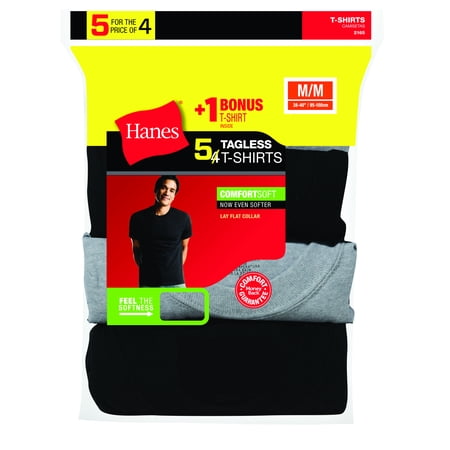 Hanes - Hanes Men's Tagless 4+1 Bonus Pack T-Shirts - Walmart.com ...