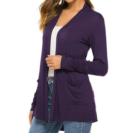 

Women s Casual Lightweight Long Sleeve Pocket Cardigan Soft Pendant Front Cardigan Casual Cardigan Coat Lightweight for Fall Winter