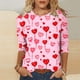 thumbnail image 1 of Xuyuer Valentines Day Lightweight Heart Pattern Tunic Spring Summer Shirts T-Shirts Graphic Tee Tops Womens Casual 3/4 Sleeve Shirts Dressy Round Neck Tops Fashion, 1 of 5