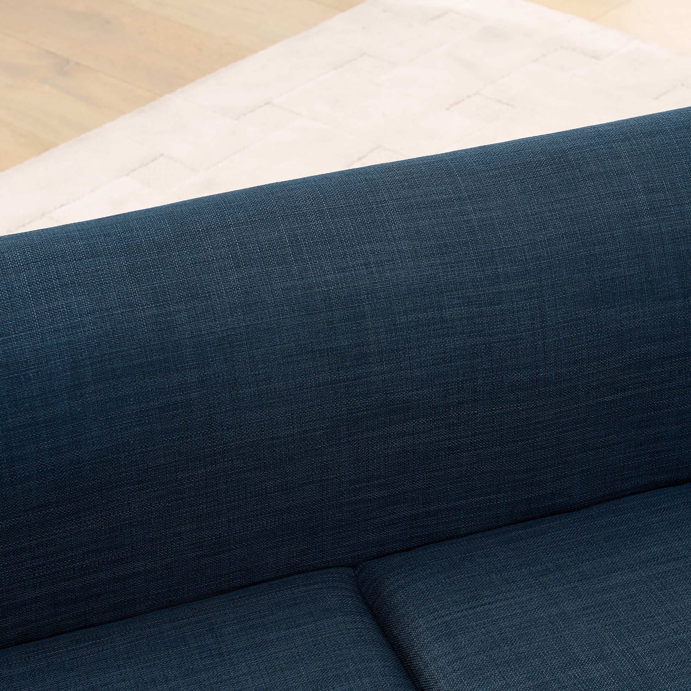 Noble House 57" Comfortable Oversized Pet Sofa, Modern Rectangular Dog Bed with Armrests and Cushion, Dark Blue