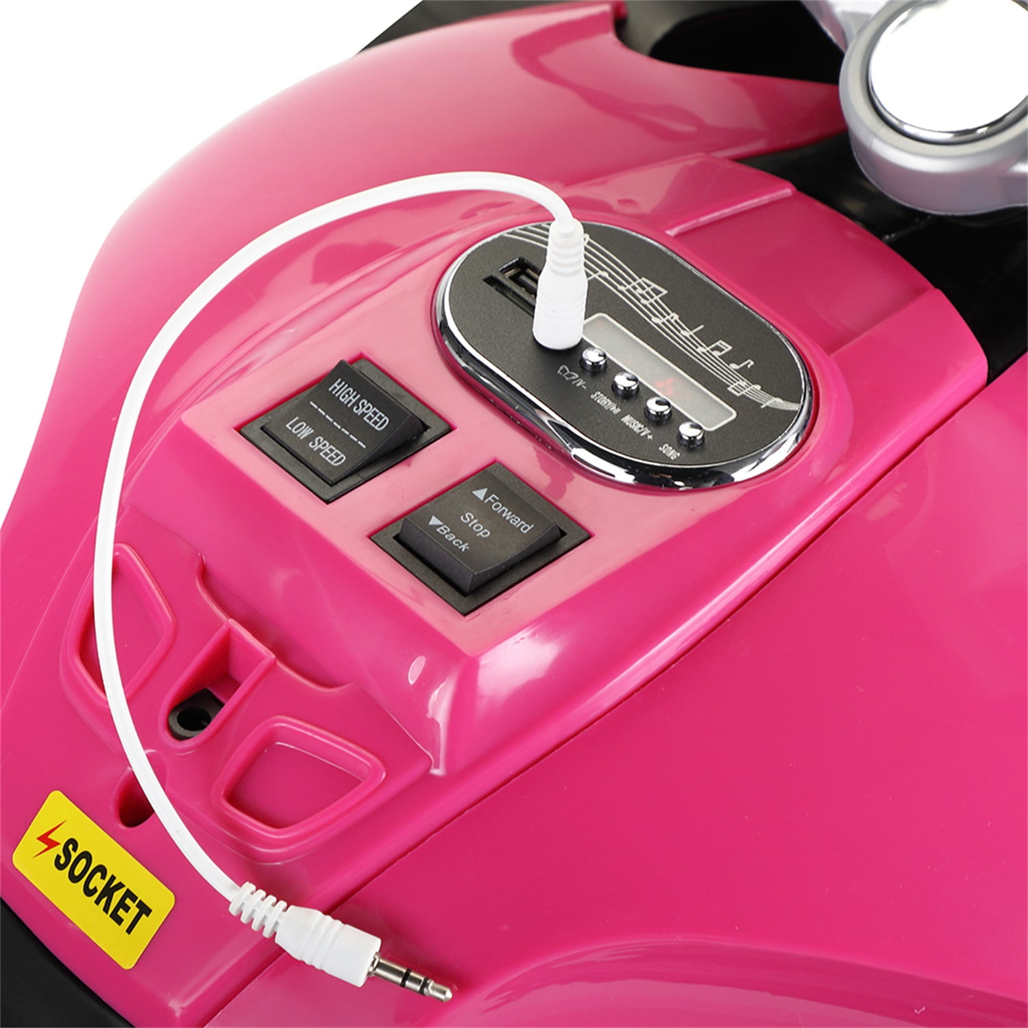 CIPACHO 12V Kids Ride On Police Motorcycle for Kids 3- 5, Battery Powered Electric Car with Training Wheel, Pink