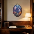 thumbnail image 5 of Oval Framed Wall Art Glowing Jellyfish Underwater Fantasy Scene Neon Coral Bioluminescent Canvas Wall Art Oval Vintage Wall Decor Prints Hanging Decor for Home Bedroom Living Room Office 8"x11.4", 5 of 7