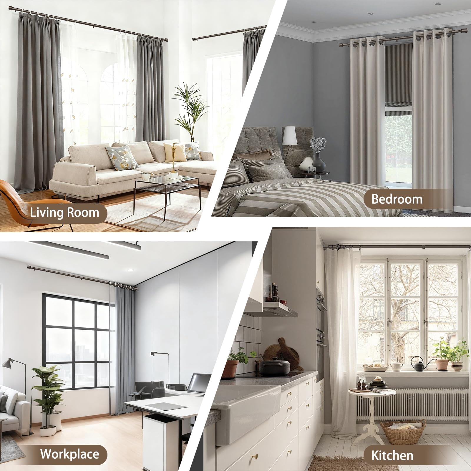 1" Diameter Bronze Curtain Rods For Windows  1 Pack 30-120 Inch Heavy Duty Window Long Adjustable Rod Fits Most Standard Suitable Bedroom Living Room Farmhouse