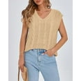 thumbnail image 3 of FreshPretty Womens Oversized Sweater Vest 2025 Summer V Neck Casual Sleeveless Sweaters Loose Cable Knit Pullover Tops, 3 of 6