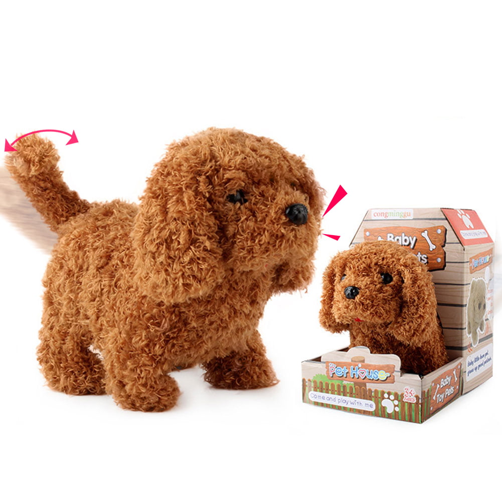 Electronic Walking & Barking Plush Puppy Dog Toy Fluffy Stuffed Cute Animal Doll 