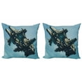 thumbnail image 1 of Ambesonne Fantasy Throw Pillow Cover 2 Pack, Sci Fi Alien Ship UFO, 18", Pale Blue Grey, 1 of 2