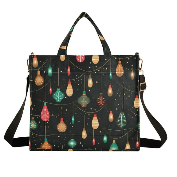 Light Post Christmas Lamp Corduroy Tote Bag Handbag Large Messenger Bag Shoulder Crossbody Zipper Bag Purse