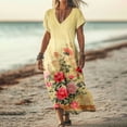 thumbnail image 2 of Levmjia Women Summer Casual Dress Short Sleeve V Neck Floral Comfortable Polyester Spandex Stretchy Flowy Beach Vacation Multi Colors Available, 2 of 5