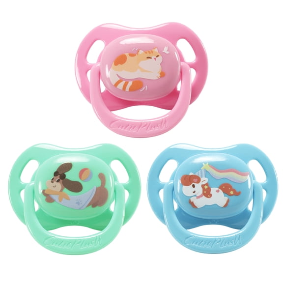 CutiePlusU Large Size Pacifier Big Shield 3 Count Soother Pink Green Blue