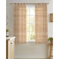 thumbnail image 4 of Brown Wood Grain Sheer Curtains 39 Inch Length 2 Panels Set for Living Room/Bedroom, Retro Western Farmhouse Wooden Board Kitchen Curtains Grommet Semi-Sheer Curtains Window Treatments 27.5"x39"x2, 4 of 7