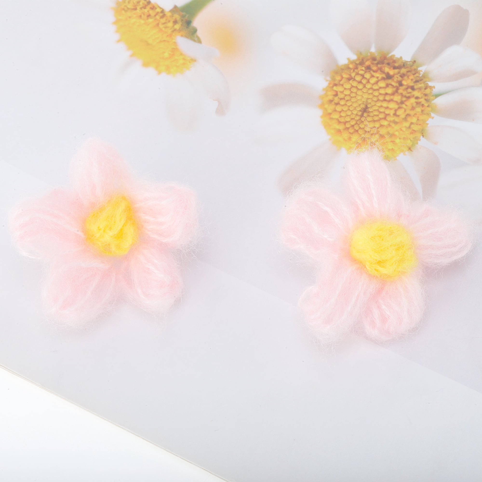 Unique Bargains Wool Yarn Flower Shoelace Charms 1 Pair Pink