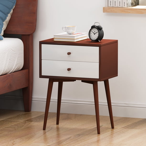Noble House Nasia Faux Wood Mid Century Modern Side Table Brown And White Walmart Com Walmart Com