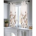 thumbnail image 5 of Brown Grey Leaves Sheer Curtains 45 Inch Length 2 Panels Set for Living Room/Bedroom, Summer Botanical Pastoral Birds Rustic Kitchen Curtains Grommet Semi-Sheer Curtains Window Treatments 42"x45"x2, 5 of 7