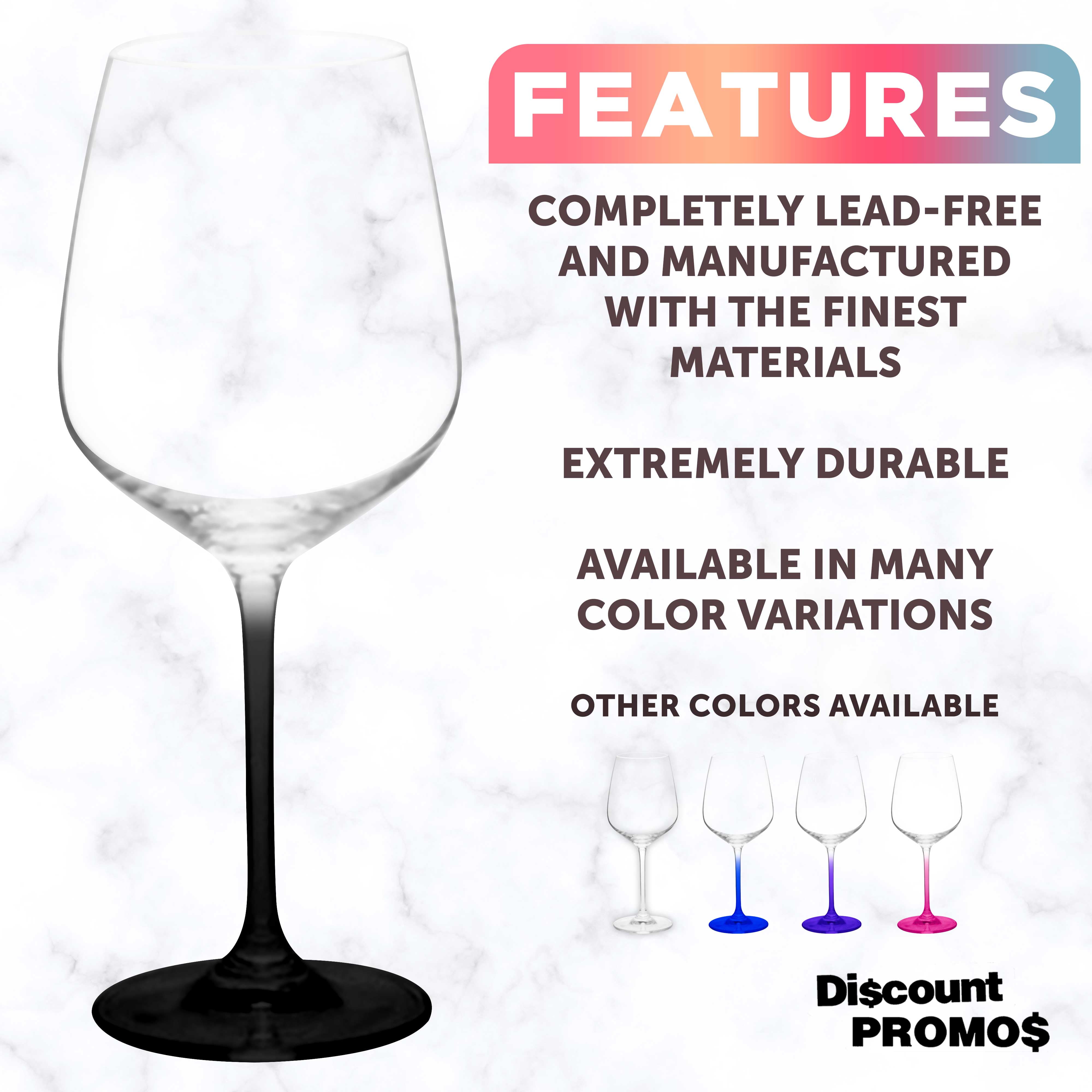 Wine Glasses 17.5 oz. Set of 12, Bulk Pack - Restaurant Glassware, Perfect for Red Wine or White Wine - Black