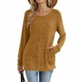 thumbnail image 4 of BLVB Long Sleeve Shirts for Women Crewneck Tunic Sweaters Loose Fit Dressy Ribbed Knit Tops with Pockets Fall Fashion, 4 of 5