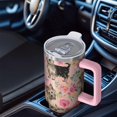 thumbnail image 6 of OBREWU Yorkie Dog and Flower Florals Tumbler with Handle and Lid,Yorkie Dog and Flower Florals 40oz Double Wall Vacuum Insulated Tumbler,Cups Gift for Women and Men, 6 of 7