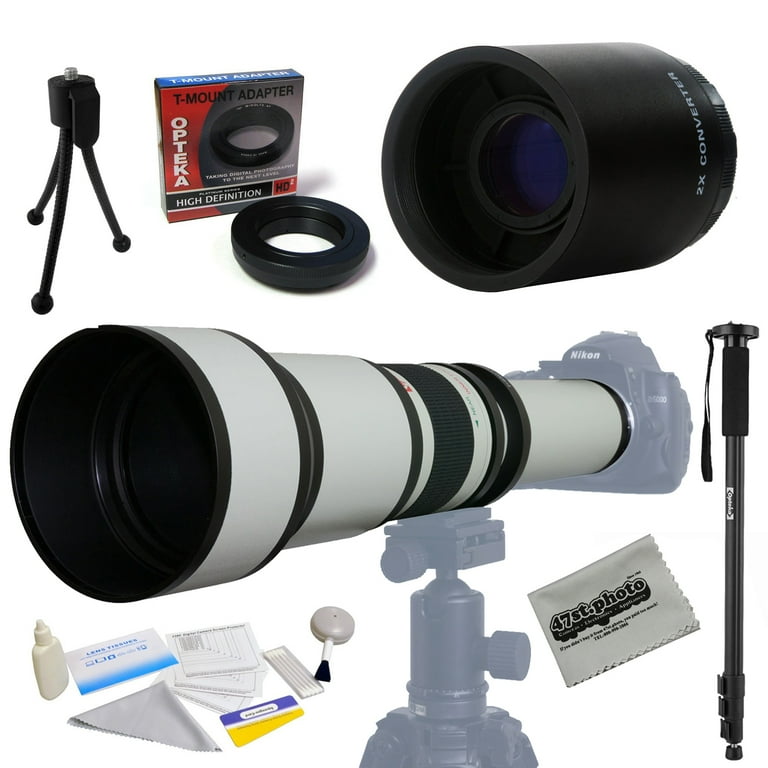 Opteka Canon T6i Mount Opteka 500mm/1000mm F8 Super Telephoto Lens