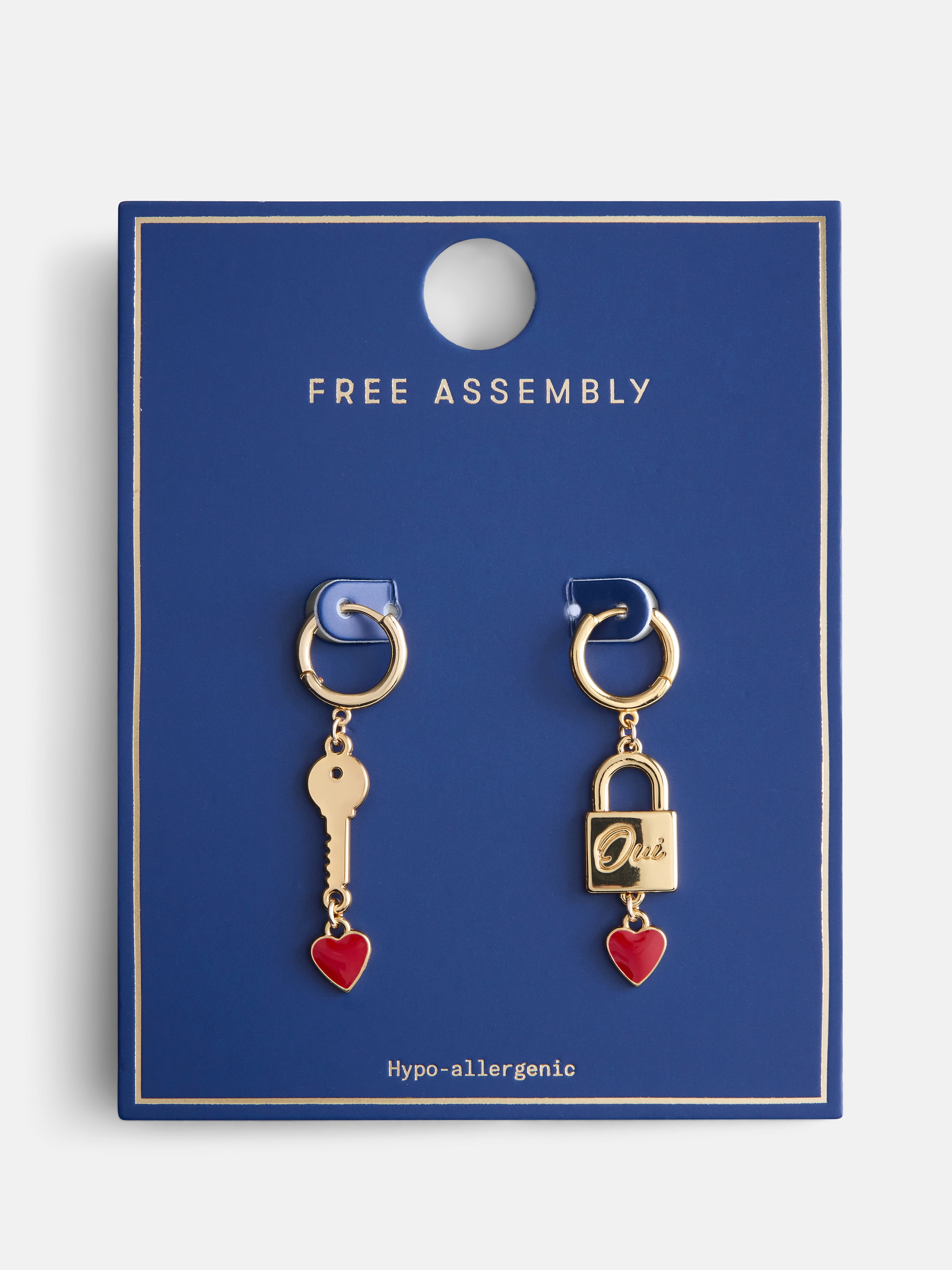 Free Assembly Women's Goldtone Key and Lock Hoop Earrings