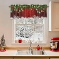 thumbnail image 2 of Christmas Curtain Valance for Windows Xmas Rod Pocket Valance Window Treatments White Snowflake Pine Tree Twig Red Short Curtains for Kitchen Windows Bathroom Bedroom 54x18in, 2 of 5