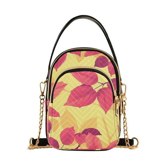 joogoo Women Autumn Leaves Chain Crossbody Bags Shoulder Handbag Phone Purse